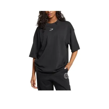 GYMSHARK Drop Shoulder Sleeve T Shirt Women's Black