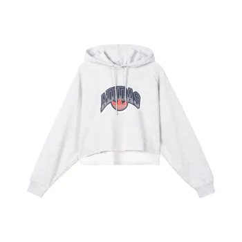 Adidas Originals Cropped Hoodie Sweatshirt Women's Light Heather Gray