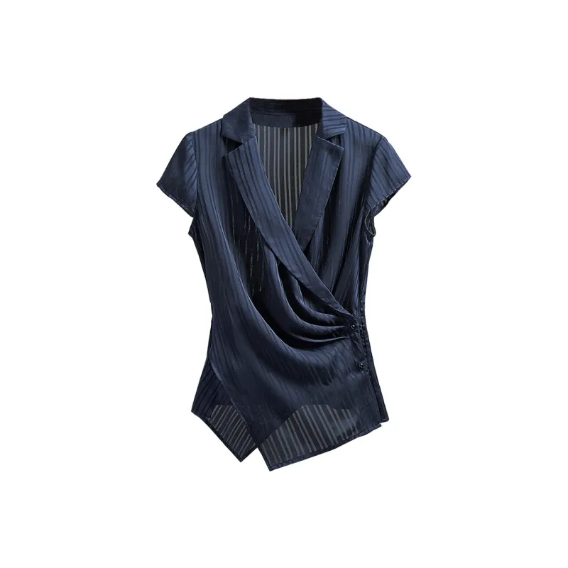Cypress House Shirt Women's Navy Blue Stripes-0