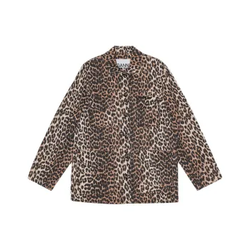 GANNI Leopard Printed Shirt Jacket