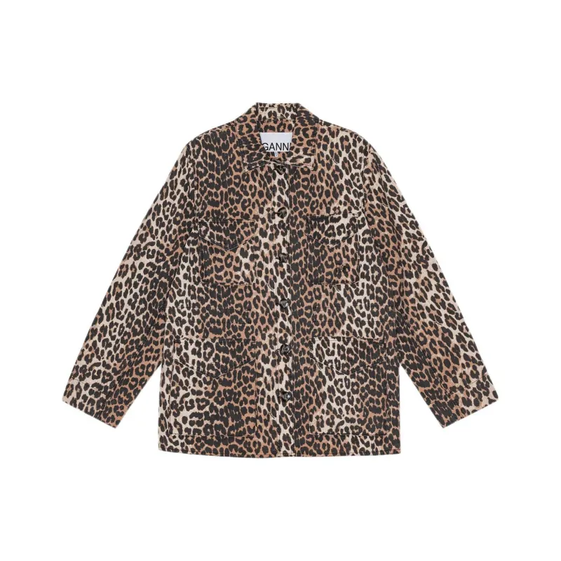GANNI Leopard Printed Shirt Jacket-0