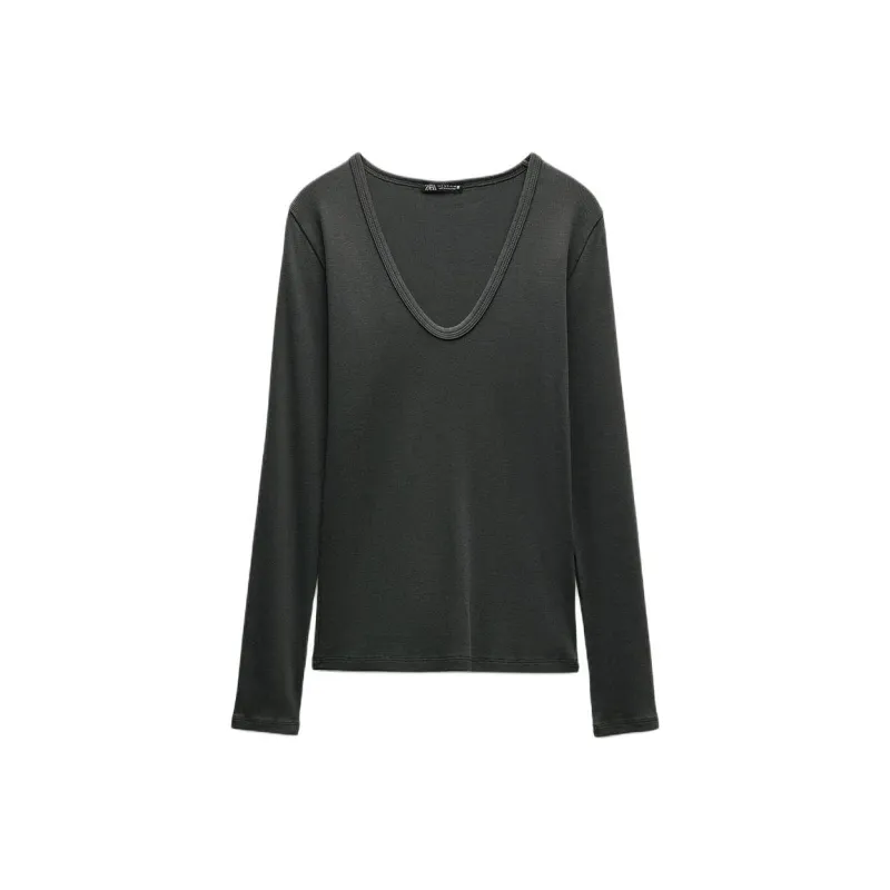 ZARA Drop Shoulder Sleeve T Shirt Women's-3