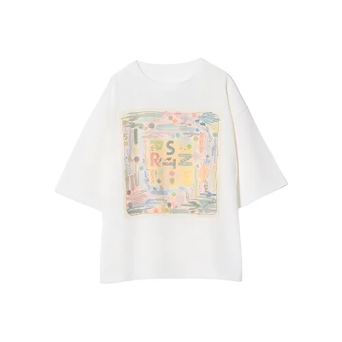 PRISTINE Drop Shoulder Sleeve T-Shirt Women's White