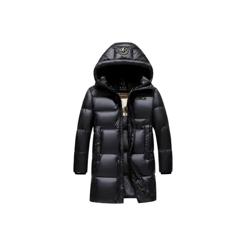 SNOW FLYING 블랙 남녀공용 다운 재킷
