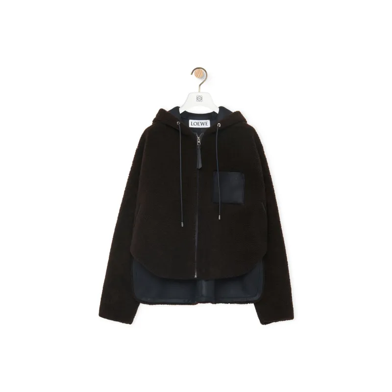 LOEWE Anagram-embossed Hooded Shearling Jacket-0