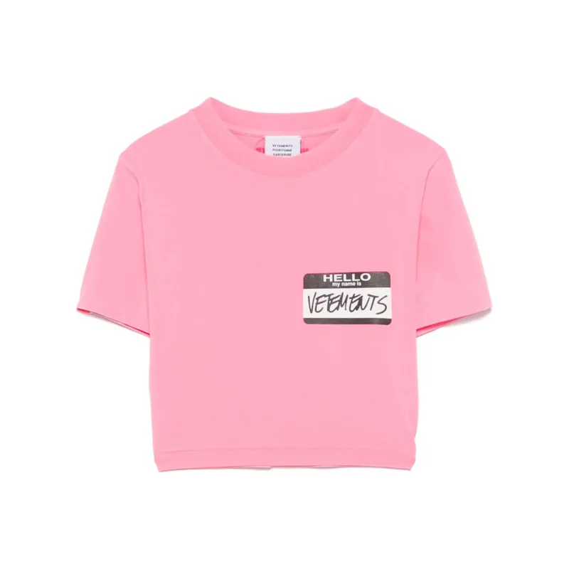 Vetements Logo Printed Cropped T-Shirt-0