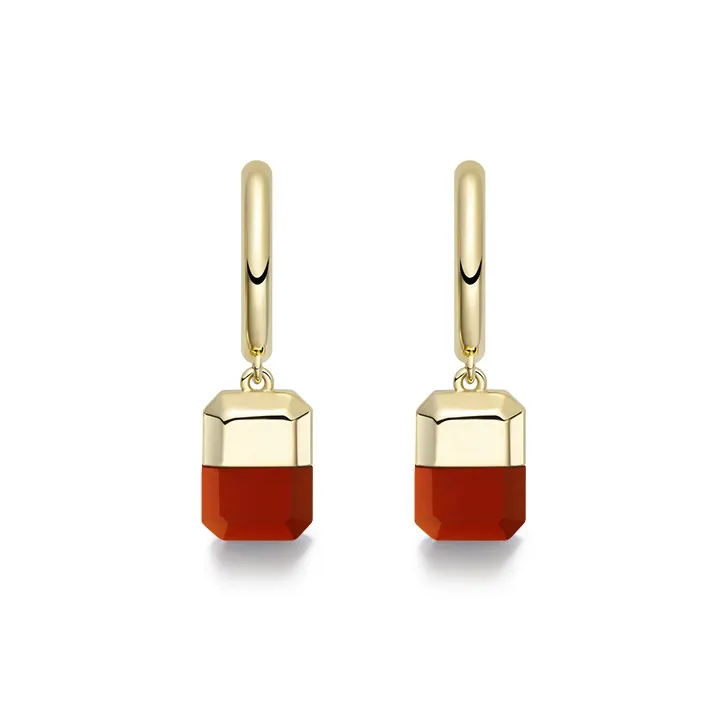 HEFANG Candy Series Copper Alloy Lucky Sugar Cube Hoop Earrings Women's-13