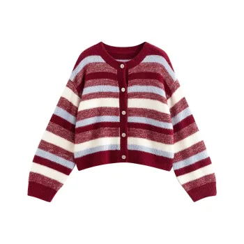 Initial Language Knitwear Women's Red White Blue Stripes