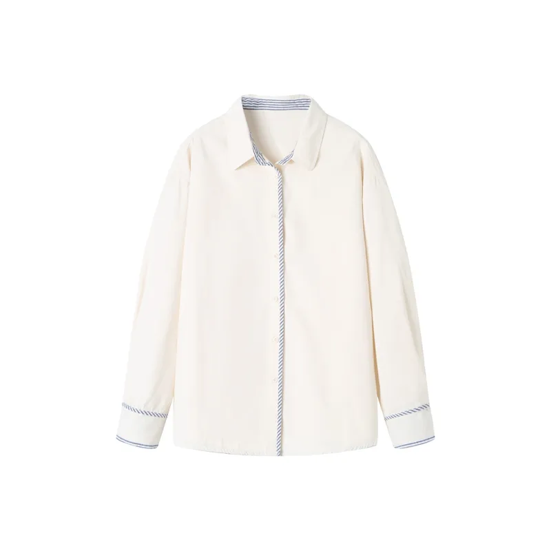 Korean Style Shirt Women's Almond White-0