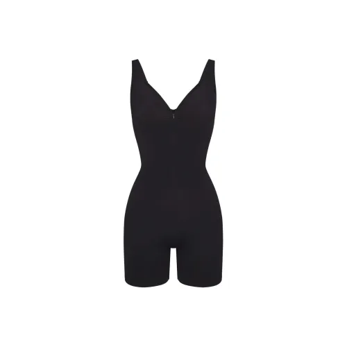 SKIMS SEAMLESS SCULPT ZIP FRONT MID THIGH BODYSUIT Bodysuits Women's ONYX/Onyx