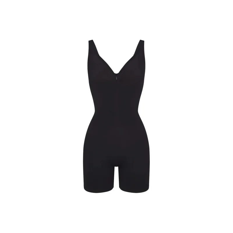 SKIMS SEAMLESS SCULPT ZIP FRONT MID THIGH BODYSUIT Bodysuits Women's ONYX/Onyx-0