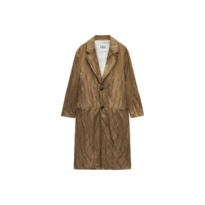 ZARA Jackets & Coats Women's Khaki-0