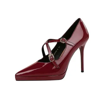 BIGTREE High Heels Women's Black/Silver/Nude/Burgundy