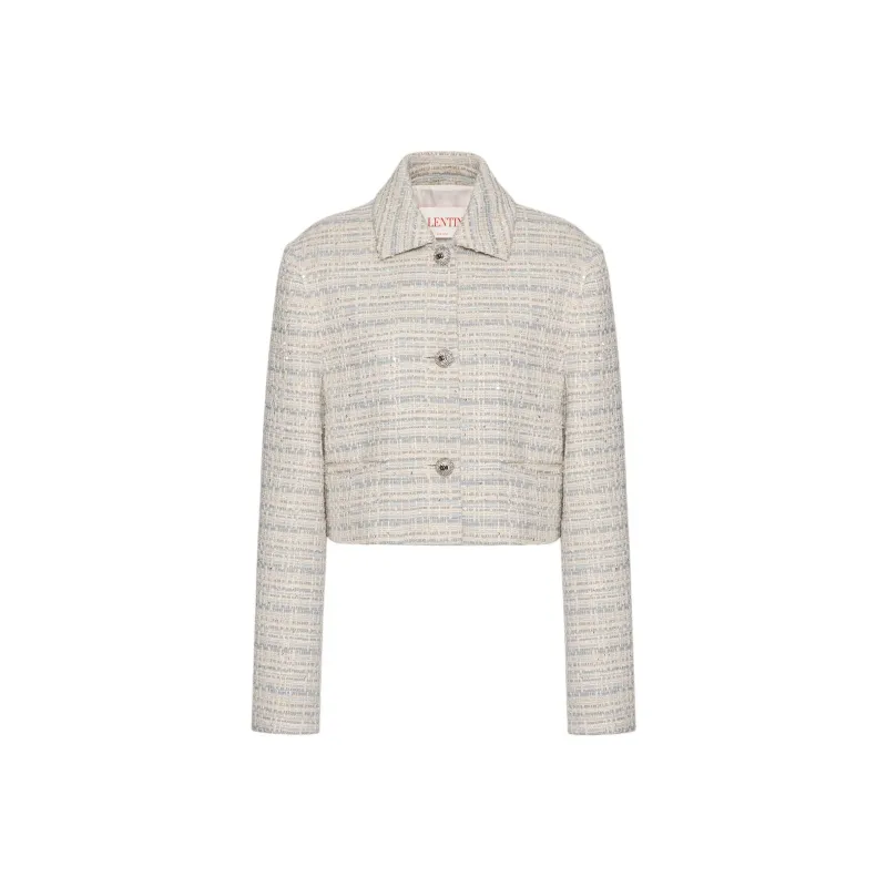 Valentino Buttoned Straight Hem Tweed Jacket-0