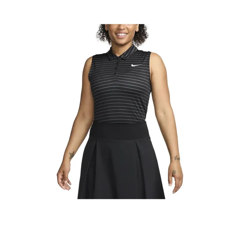 Nike Victory Women's Dri FIT Sleeveless Striped Golf Polo-0