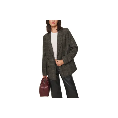 REFORMATION Winston Blazer Jackets Coats Women's Walnut Wood Plaid