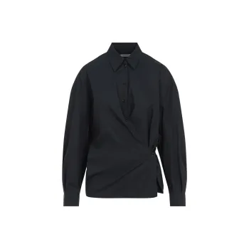 Lemaire Straight Collar Twisted Shirt 'Jet Black'