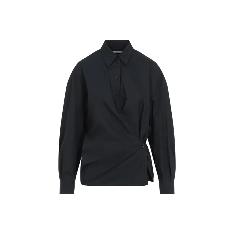 Lemaire Straight Collar Twisted Shirt 'Jet Black'-0
