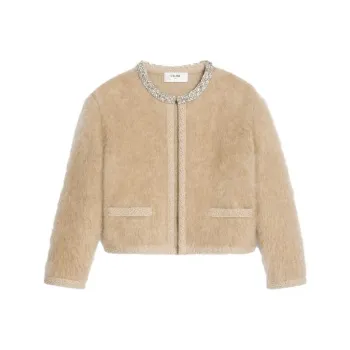 CELINE Embroidered Cardigan In Brushed Mohair