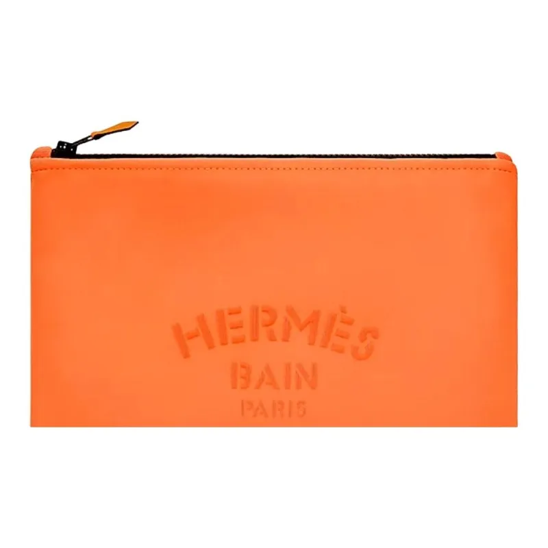 HERMES Neobain Nylon Clutch Medium Size Women's Orange-1