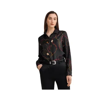 LILIXIUKE Shirt Women's Black Base Chain Print