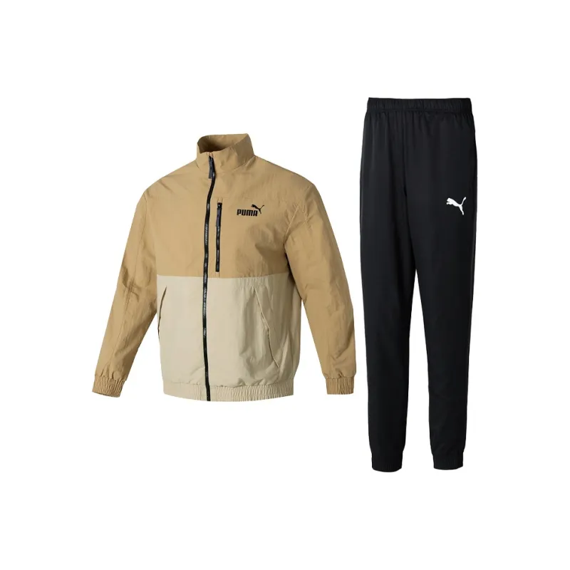 PUMA Casual Sportswear Men Set Brown Jacket+Black Pants-0