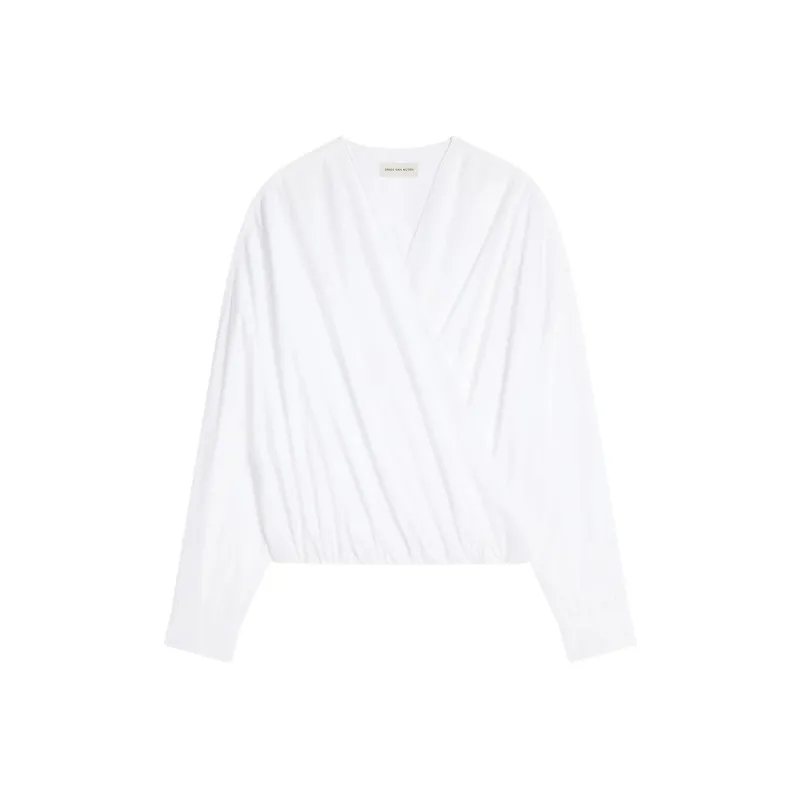 DRIES VAN NOTEN V Neck Poplin Top-0