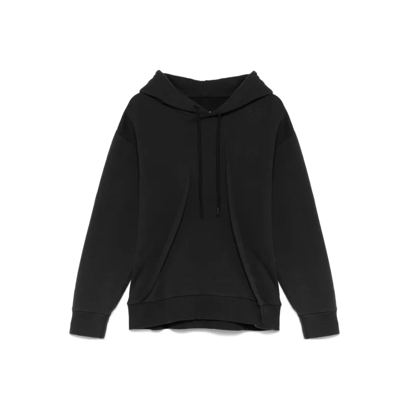 MM6 Maison Margiela Pleated Jersey Hoodie 'Washed Black'-0