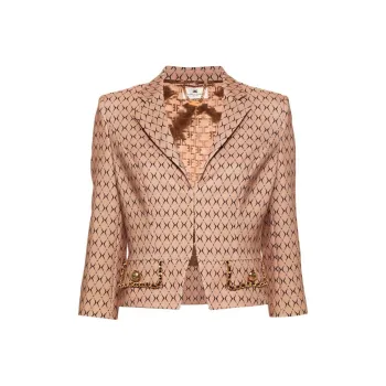 Elisabetta Franchi Diamond Printed Cropped Blazer