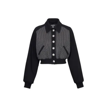 BALMAIN Logo embellished Cropped Jacket