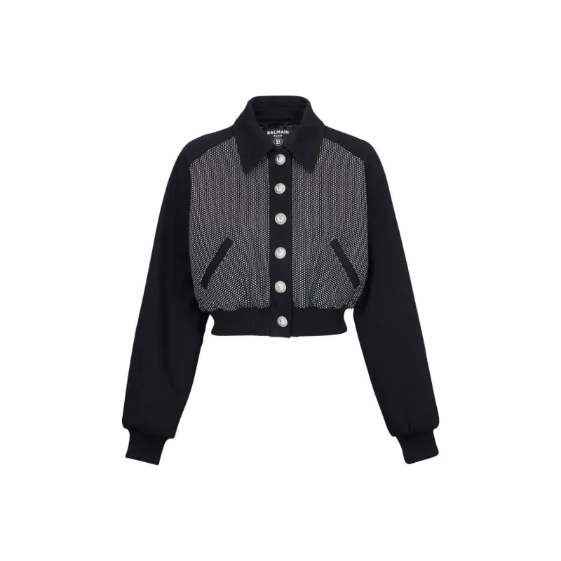 BALMAIN Logo embellished Cropped Jacket-0