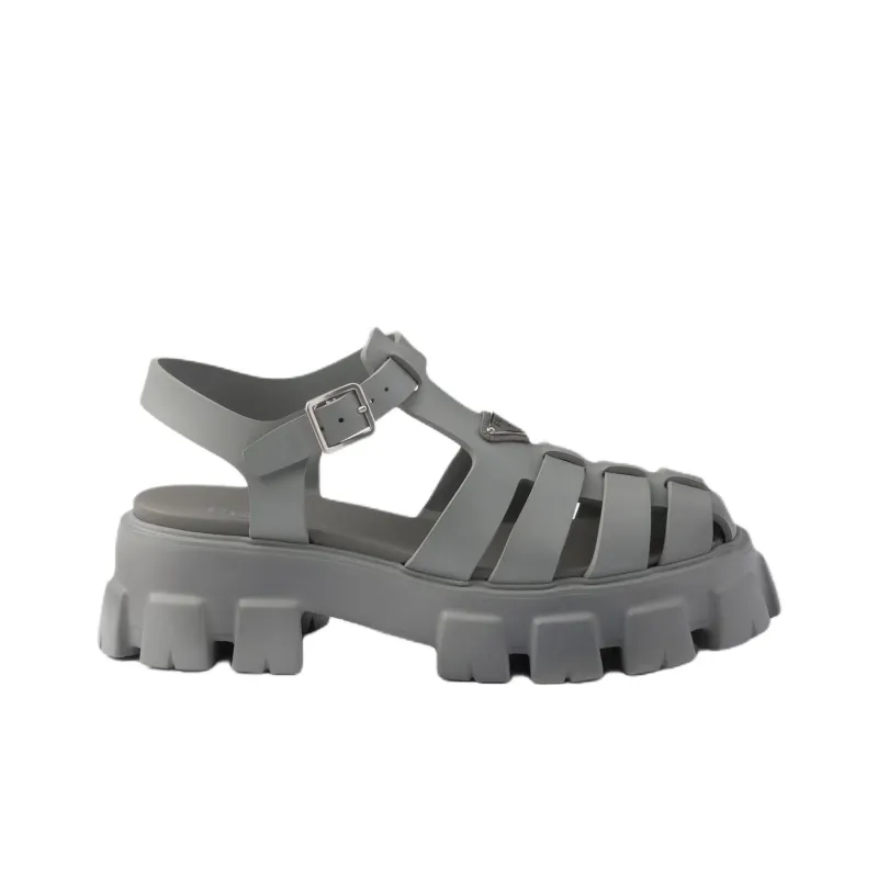 PRADA Monolith Roman Sandals 5cm Women's Gray-1