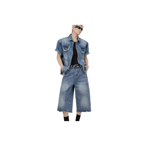 KVIV Denim Shorts Men Blue 