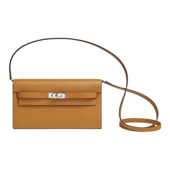 HERMES Kelly To Go Evercolor Cow Leather Wallet, Shoulder Bag Women's 28 Caramel