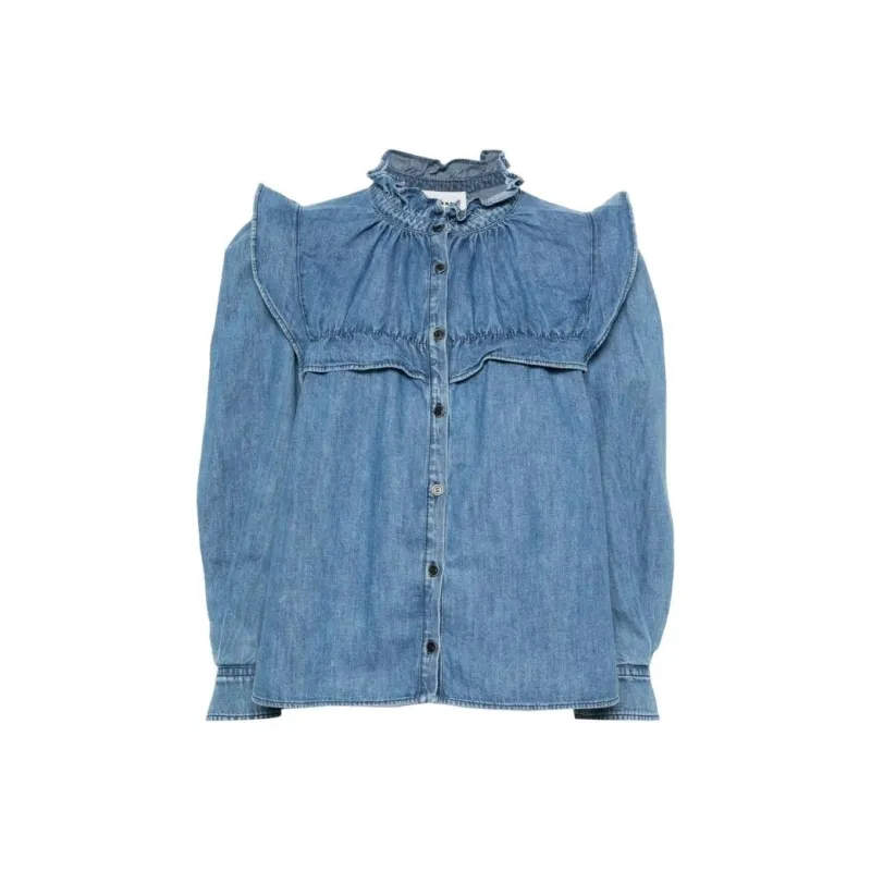 ISABEL MARANT ETOILE Idety Ruffled Denim Shirt-0