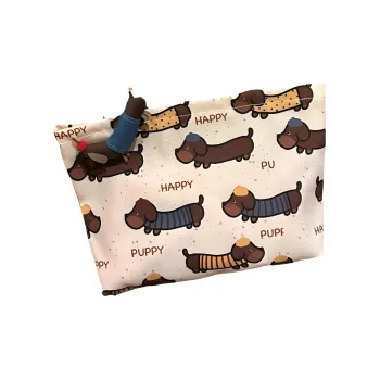 Love Of Wormwood Dachshund Puppy Makeup Bags Ultra Light Packable Fresh Sweet Style