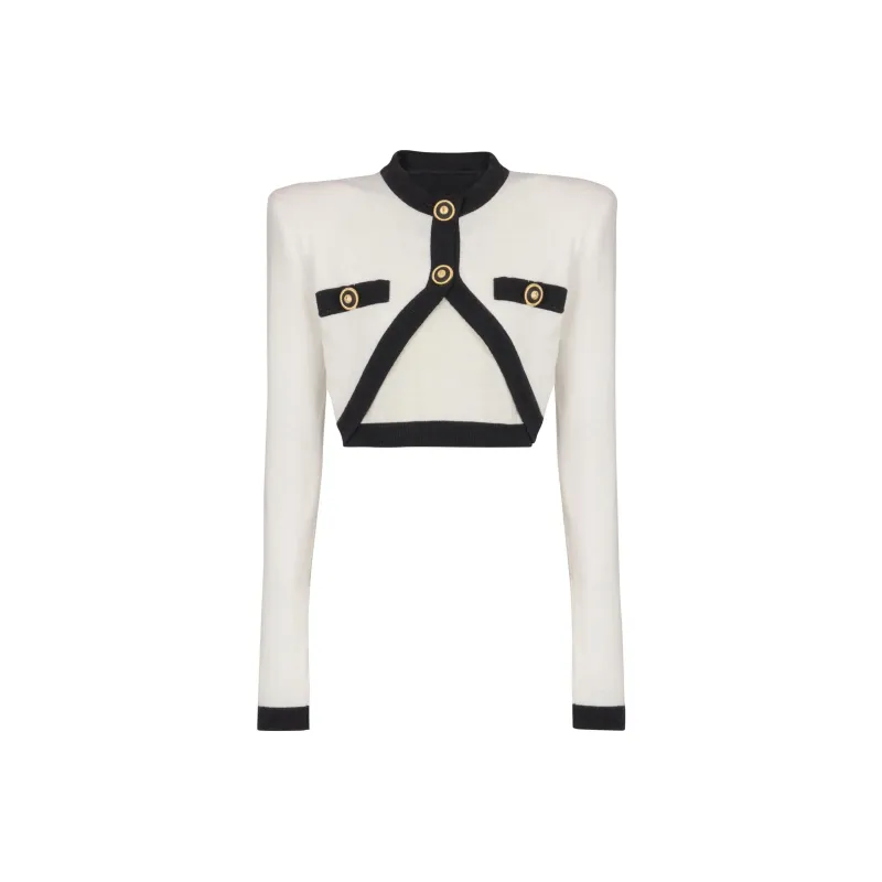 BALMAIN Cropped Knit Cardigan-0