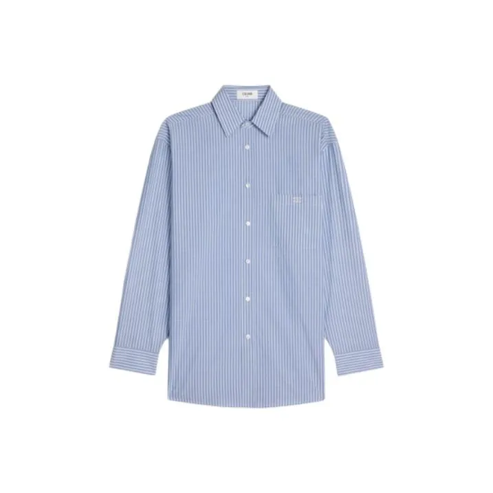 CELINE Oversized Shirt In Striped Cotton Shirt Women's Blue-0