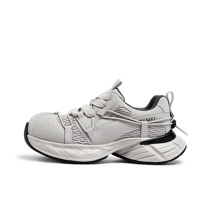 CAMEL Round Tip Commute Versatile Platform Height Increasing Trendy Casual Chunky Sneakers-6