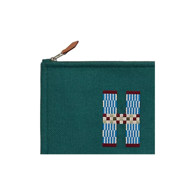 HERMES Flat H Natte Wool Storage Bag Small Size Unisex Cedar Color-2