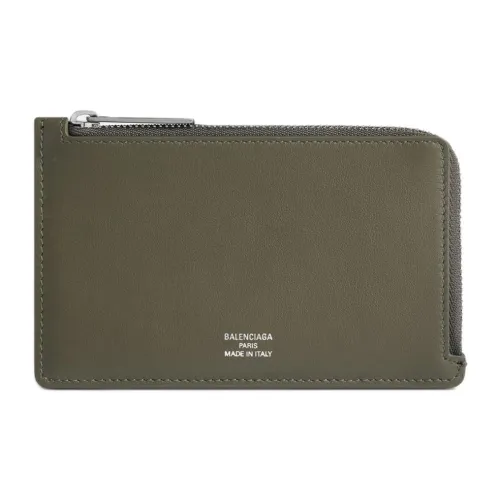 Balenciaga Cow Leather Card Holder Women's Army Green