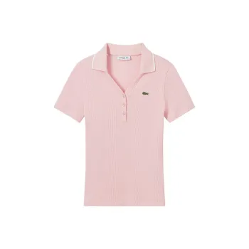 LACOSTE SS25 Polo Shirt Women's Pink/White Trim