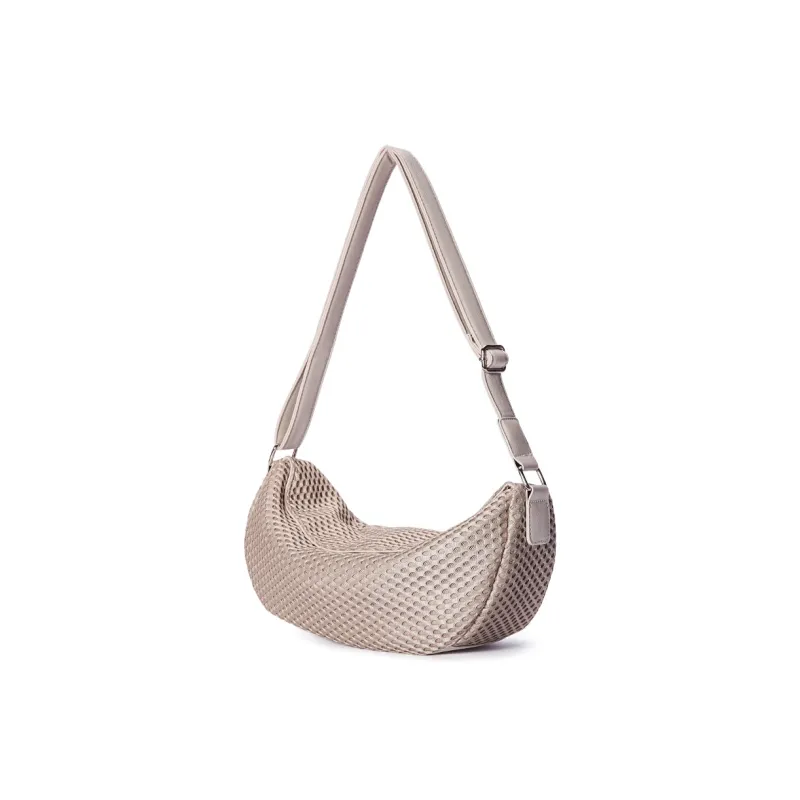 Dubaolu Fabric Dumpling Bag, Crossbody Bag, Shoulder Bag Medium Size Women's Black/Ecru-9
