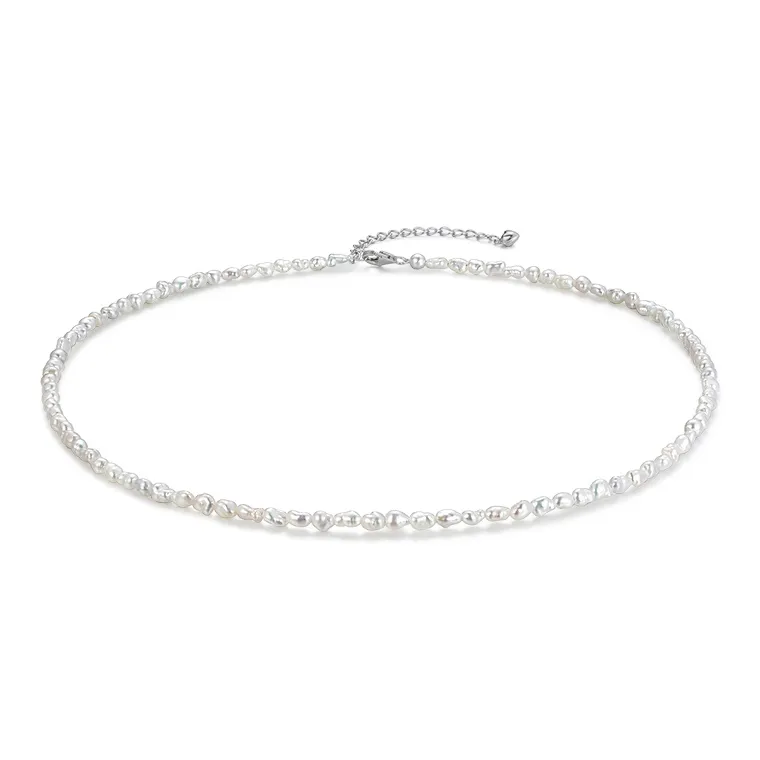 ZXIN JEWELRY Pearl Natural Irregular Shape French Vintage Collarbone Chain S925 Silver Necklace Women's-0