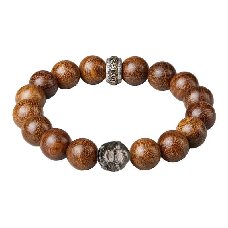 SGE Golden Sandalwood Beaded Bracelet Wooden Product Buddhist Bead Unisex-4