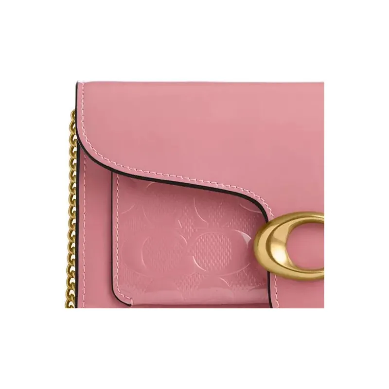 COACH Tabby Patent Leather Crossbody One Shoulder Clutch Small Size Women's Pink-1