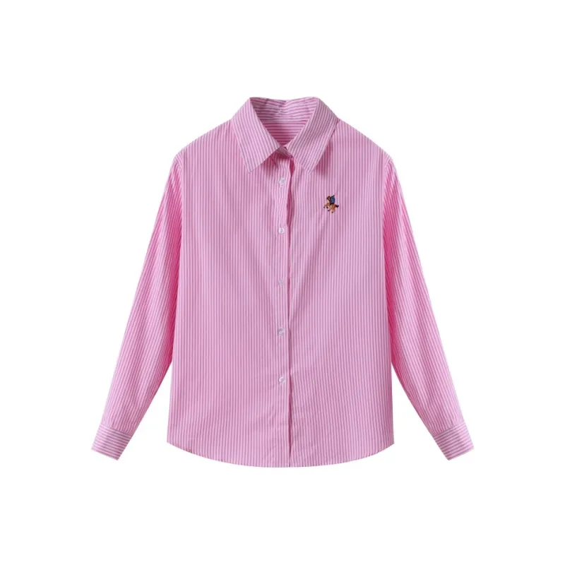 Huagaa Shirts Women's Pink Stripes-0