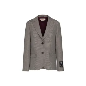 MARNI Houndstooth Checked Single Breasted Jacket