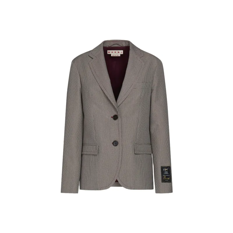 MARNI Houndstooth Checked Single Breasted Jacket-0