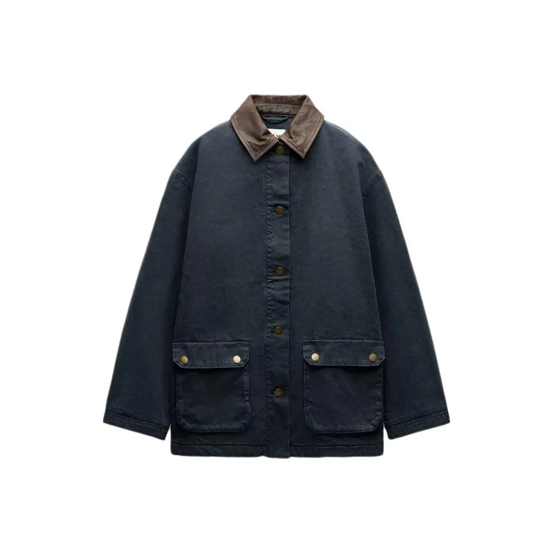 ZARA ZW Series Jackets & Coats Women's Dark Blue-0